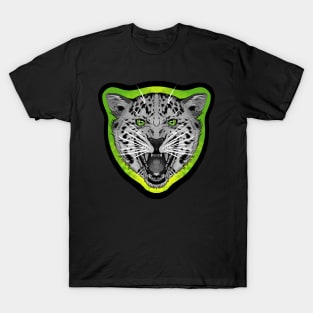 illustrated Jaguar PRIDE series eye colour trim, grey scale animal T-Shirt